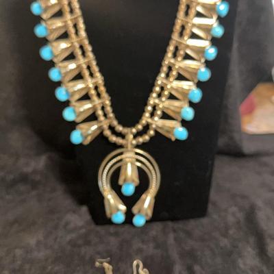 Beautiful Squash Blossom Necklace And Matching Earrings 