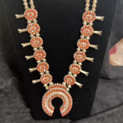 Squash Blossom Necklace And Earrings Set 