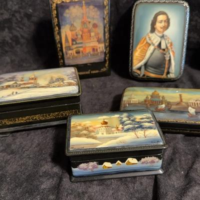 Russian Hand Painted Trinket Boxes 2 