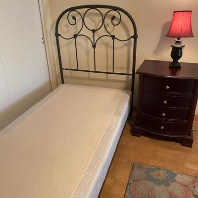 Terrific Twin Bed, Nightstand, and Lamp