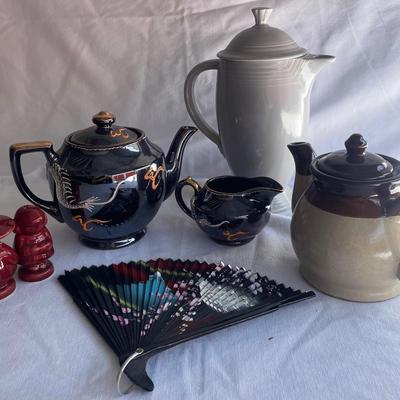 Vintage Japanese Teapot, Vintage Tricolor Teapot
