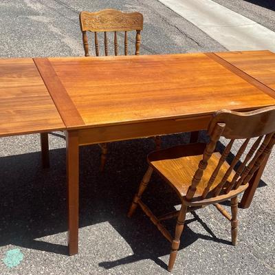 MCM Teak Dining Table With Leaf & 2 Chairs
