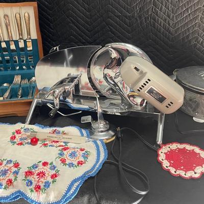 Vintage Rival Electric Meat Slicer & Other Kitchen Goods