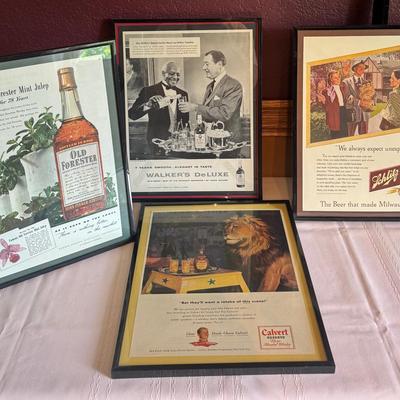 Vintage Liquor Signs Framed