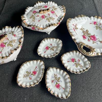 Vintage Moss Rose Porcelain Set 