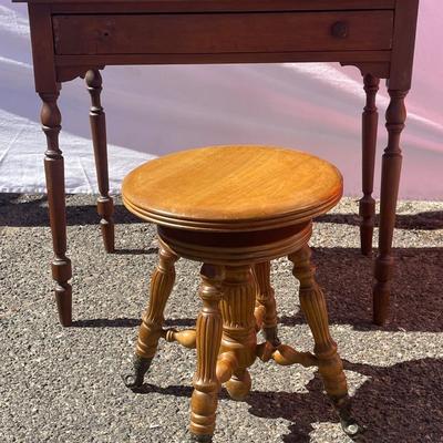 Vintage Mahogany Side Desk W/ Vintage Stool 