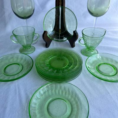 Vintage Hazel Atlas & Federal Glass Green Depression Glass 