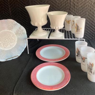 Vintage Federal Milk Glass Cocktail Glasses & More!