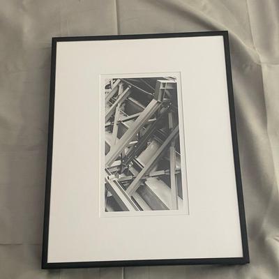 Black-and-White Framed Photograph of Architectural Framework
