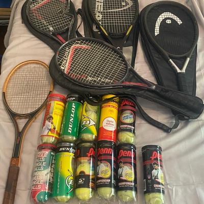 Tennis Rackets and Canned Balls, Including Head, Wilson, and Dunlop