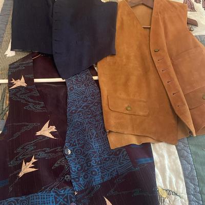 Three Men’s Vests by Gnano, Fink, and Unbranded in Varied Materials and Styles