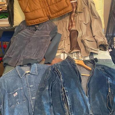Six Men’s Outerwear Garments Sizes L and XL from Various Brands