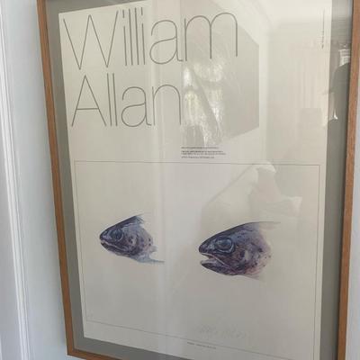 Framed William Allan Exhibition Poster Featuring Watercolor Fish