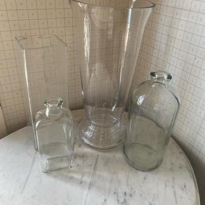 Four Clear Glass Vases