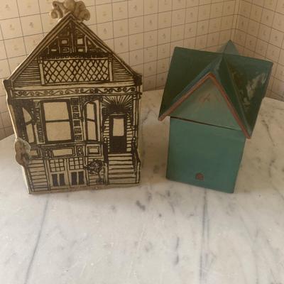 Ceramic House Art Objects – Set of 2