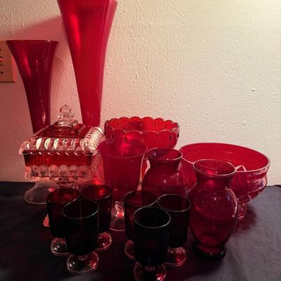 Red Glass Dishes