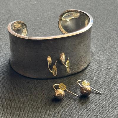 Sterling Cuff and Earrings 