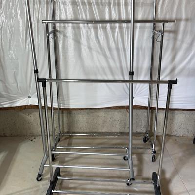 Three Rolling Clothing Racks