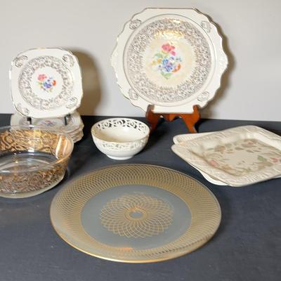 Gold Edged Glass And Porcelain