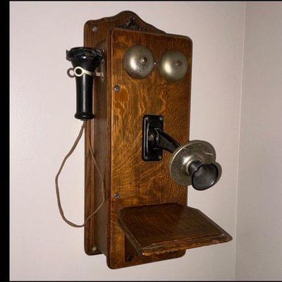 Primitive Oak Wall Telephone