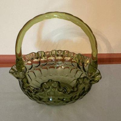 Fenton Thumbprint Glass Handle Basket