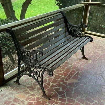 Cast Iron and Wood Garden Bench