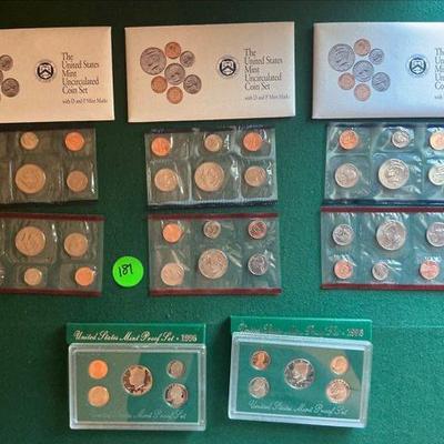 1992 Uncirculated Coin Set and 1996 Proof Set