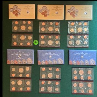 1990 and 1991 Uncirculated Coin Sets
