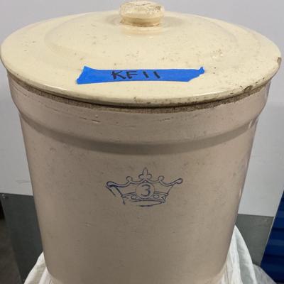 Vintage 3 Gallon Blue Crown Stoneware Crock