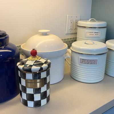 Typhoon Vintage Kitchen, Mackenzie Childs, Large Ceramic Jars - 6 Pcs