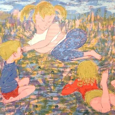 Print of Children Playing, Framed