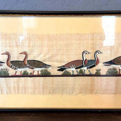 Handpainted Ducks on Papyrus, Framed