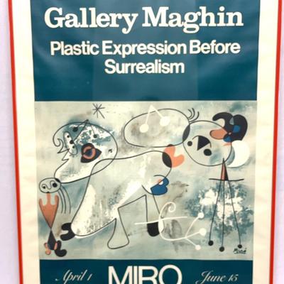 Joan Miro’s “Plastic Expression Before Surrealism” Gallery Maghin Exhibit Poster, MidCentury