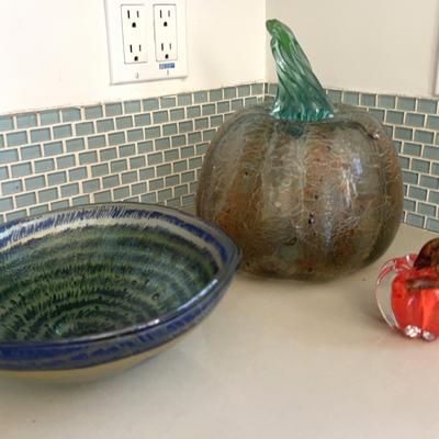 Art Glass- Pumpkin, Bell Pepper, Bowl, 3 Pcs