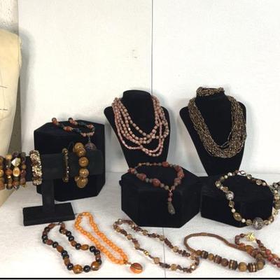 BROWN TONES- Artisan Reworked Vintage Costume Jewelry with Modern Components