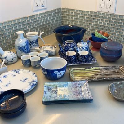Asian Tea, Tracy Porter Art Glass, Other Blue China