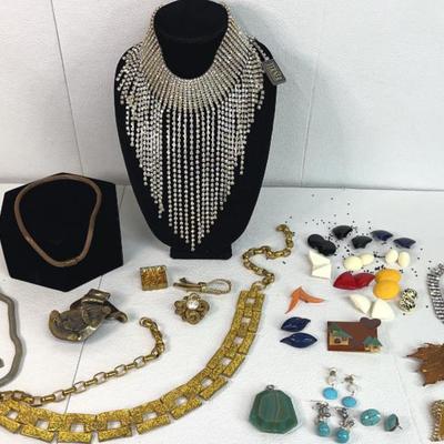 Vintage Costume Jewelry- Goldtone, Rhinestone 