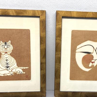 Japanese Wood Block Print by Inagaki Toshijiro, 2 Pcs | Vintage