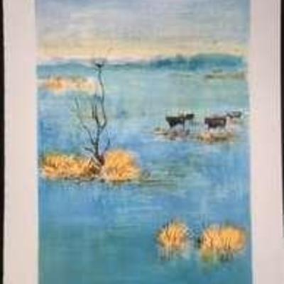 Water Buffalo on the Water By Zarou Artist Proof