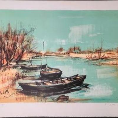Boat Trio Signed by P. Letellier 20/275