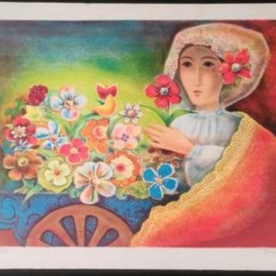 Woman with Floral Cart by Torres 273/375