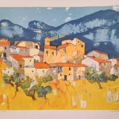 Village in the Hills By Bordenave Artist Proof