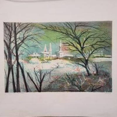Winter Scene By Joseph Puigmarti Valls Artist Proof