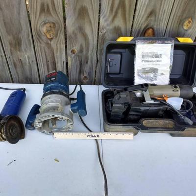 Angle Grinder, Ryobi Router, And Biscuit Jointer