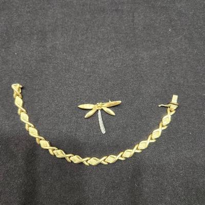 14k Gold Bracelet And Pin