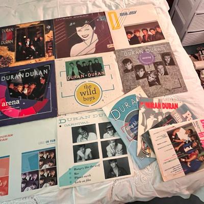Collection of Duran Duran records and memorabilia