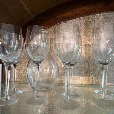 Orrefors Swedish Crystal Decanter + 7 Glasses 