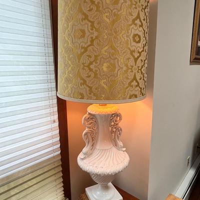 Ornate White Plaster Table Lamp