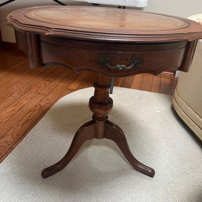Leather Inlay Circular Table 