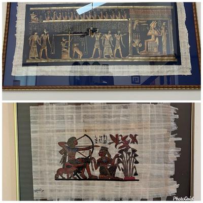 Two Framed Paintings On Papyrus 